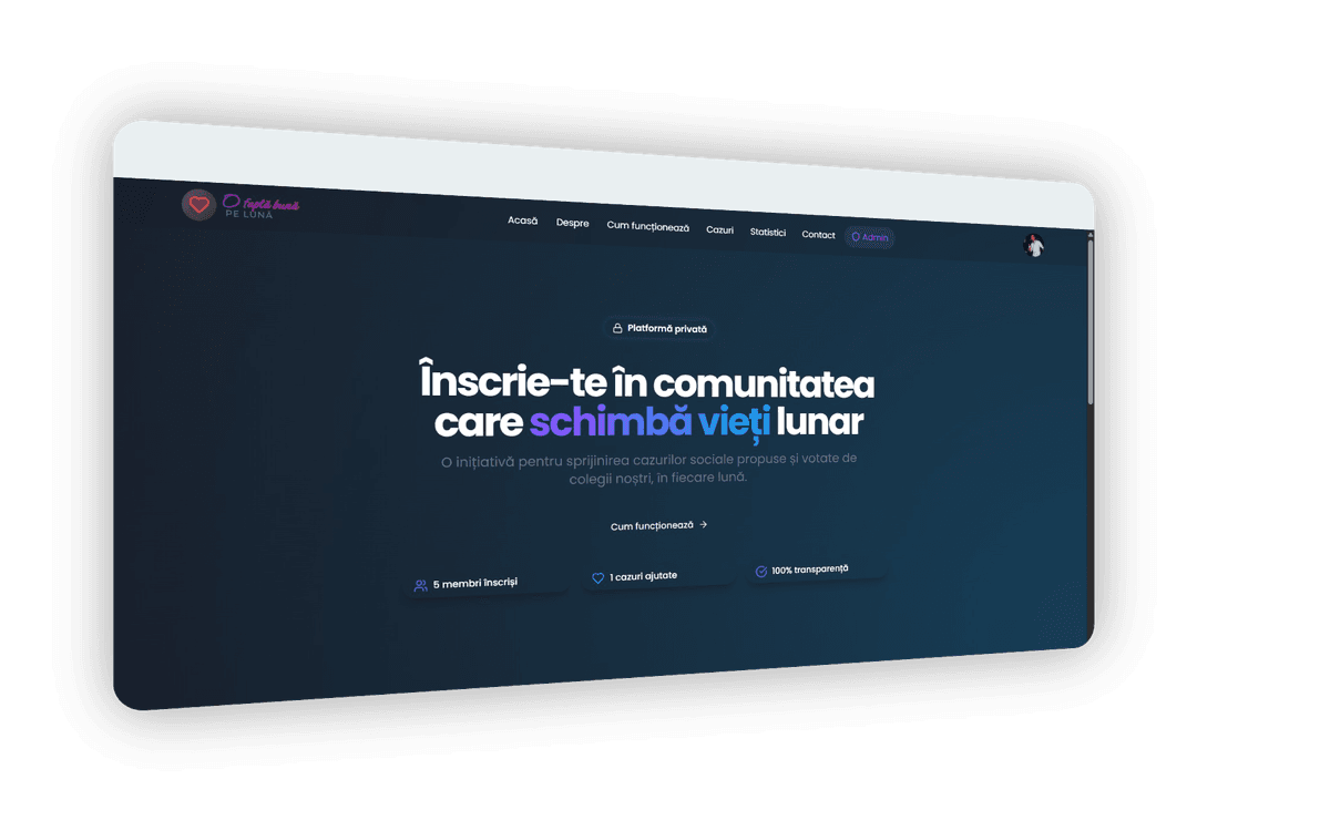 O Faptă Bună Pe Lună - Platformă pentru donații și cazuri sociale