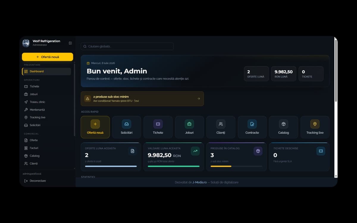 Interfață tichete admin