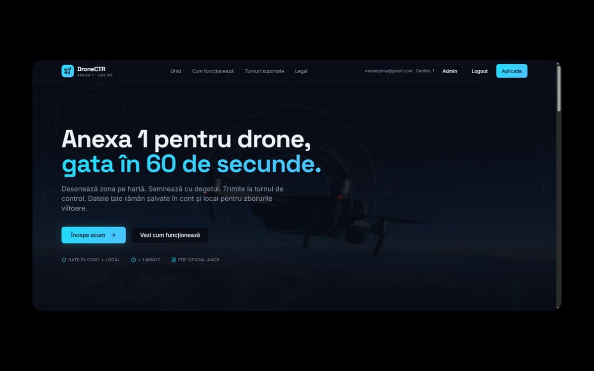 DroneCTR — Anexa 1 pentru zboruri UAS în CTR